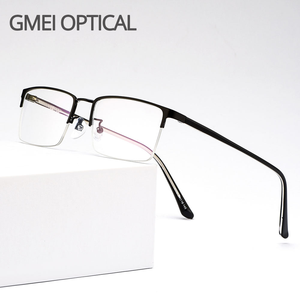 Gmei Men's Eyeglasses Semi Rim Metal Alloy Acetate Frame M18046 Semi Rim Gmei Optical