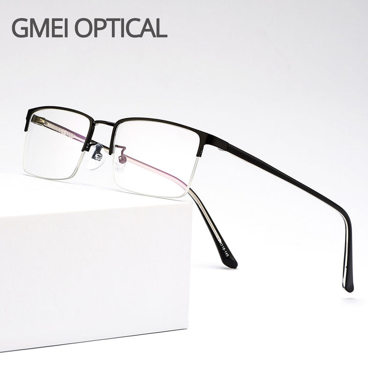 Gmei Men's Eyeglasses Semi Rim Metal Alloy Acetate Frame M18046 Semi Rim Gmei Optical