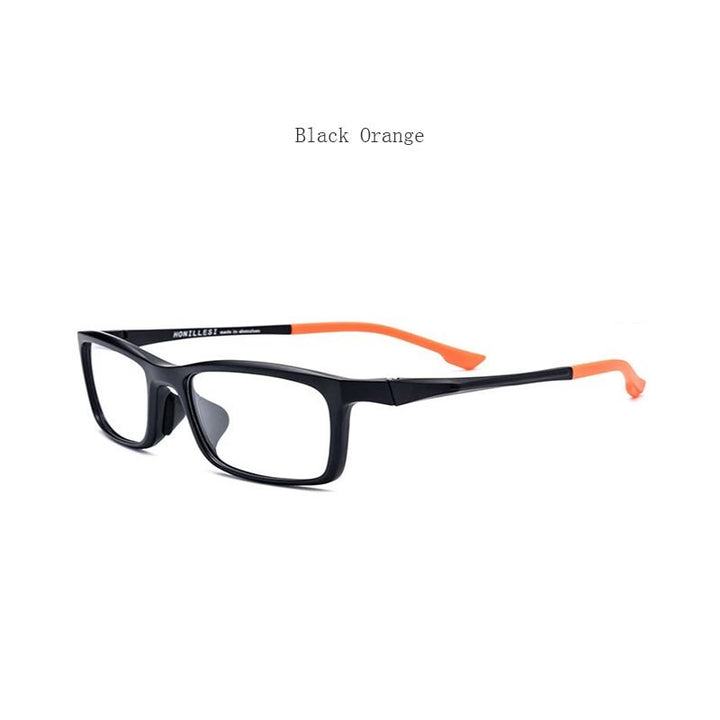 Hdcrafter Men's Full Rim TR 90 Titanium Rectangle Frame Sports Photochromic Custom Lens Eyeglasses 17209 Sport Eyewear Hdcrafter Eyeglasses Black Orange  