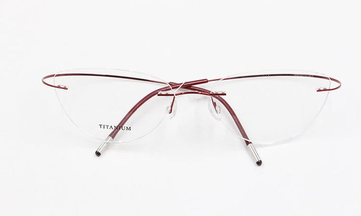 Bclear Women Rimless Cat Eye Memory Titanium Eyeglasses 2003 Rimless Bclear Red