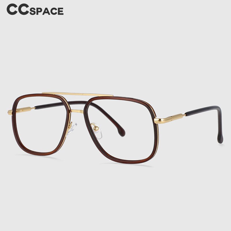 CCspace Unisex Full Rim Square Double Bridge Tr 90 Titanium Frame Eyeglasses 53947 Full Rim CCspace