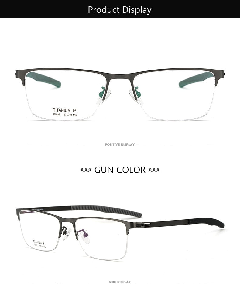 Hotochki Men's Semi Rim TitaniumAlloy IP Plated Frame Eyeglasses F1983 Semi Rim Hotochki