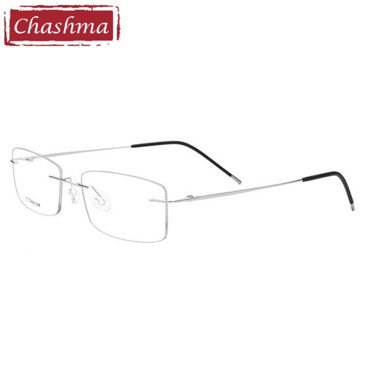 Chashma Men's RImless Rectangle Titanium Eyeglasses 3127 Rimless Chashma Silver