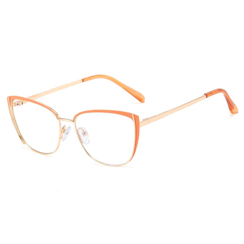 CCspace Women's Full Rim Cat Eye Alloy Frame Eyeglasses 48286 Full Rim CCspace C6Orange