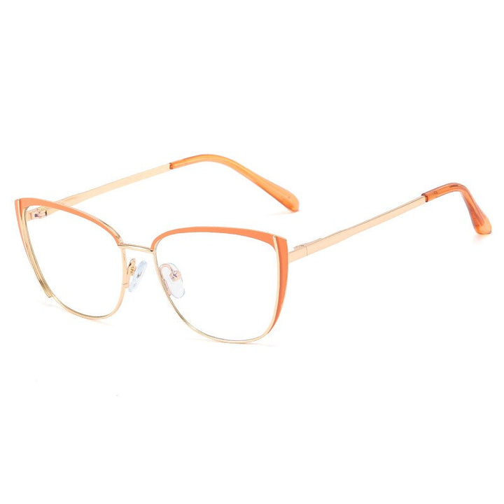 CCspace Women's Full Rim Cat Eye Alloy Frame Eyeglasses 48286 Full Rim CCspace C6Orange