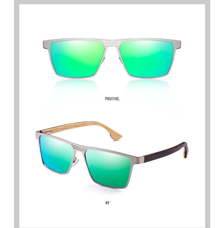 Yimaruili Unisex Full Rim Rectangular Bamboo/Wooden Frame Polarized Lens Sunglasses 8045 Sunglasses Yimaruili Sunglasses
