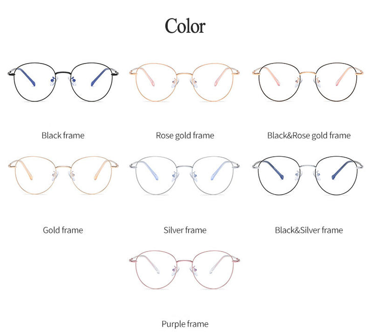 Hotony Unisex Full Rim Round Alloy Eyeglasses 29167 Full Rim Hotony