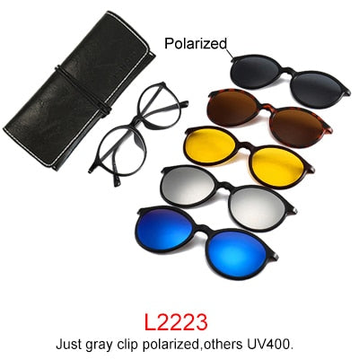 Ralferty Magnet Sunglasses Men Women Luxury Brand Polarized Uv400 5 In 1 Clip On Grade Glasses Frame With Clip Ons Ralferty L2223