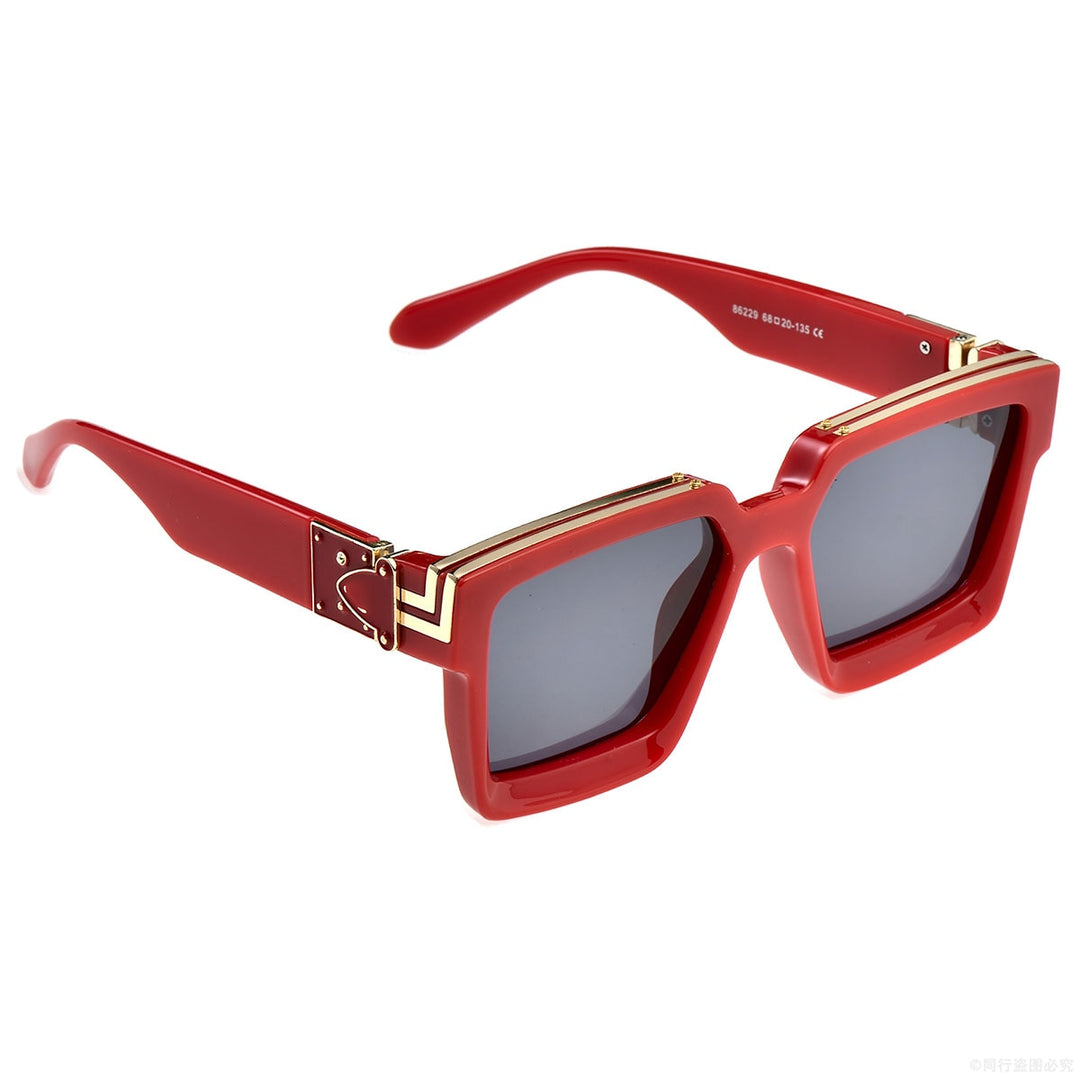 CCspace Unisex Full Rim Square Resin Frame Sunglasses 46167 Sunglasses CCspace Sunglasses A4RedBlack LargeFrame