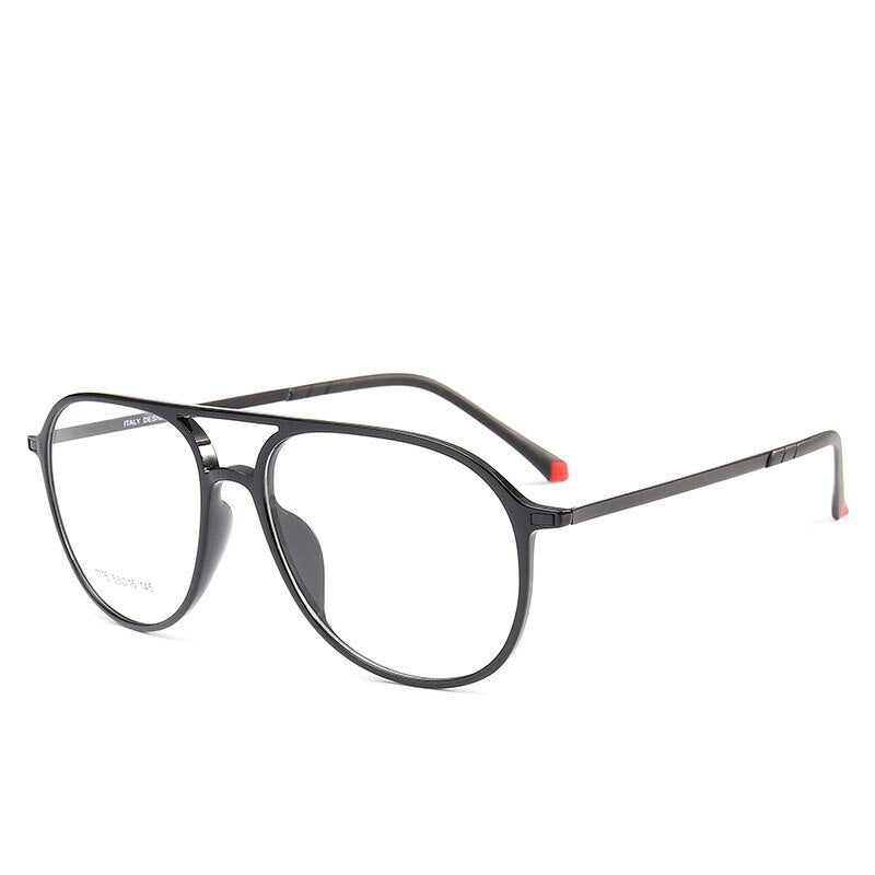 Unisex Double Bridge Acetate Steel Round Full Rim Eyeglasses 1116 Full Rim Bclear