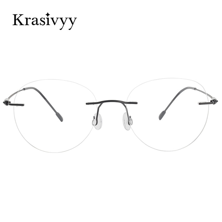 Krasivyy Unisex Rimless Round Titanium Eyeglasses Kr16072 Rimless Krasivyy