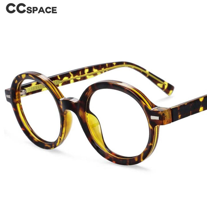 CCspace Unisex Full Rim Round Oval Tr 90 Titanium Rivet Frame Eyeglasses 54026 Full Rim CCspace
