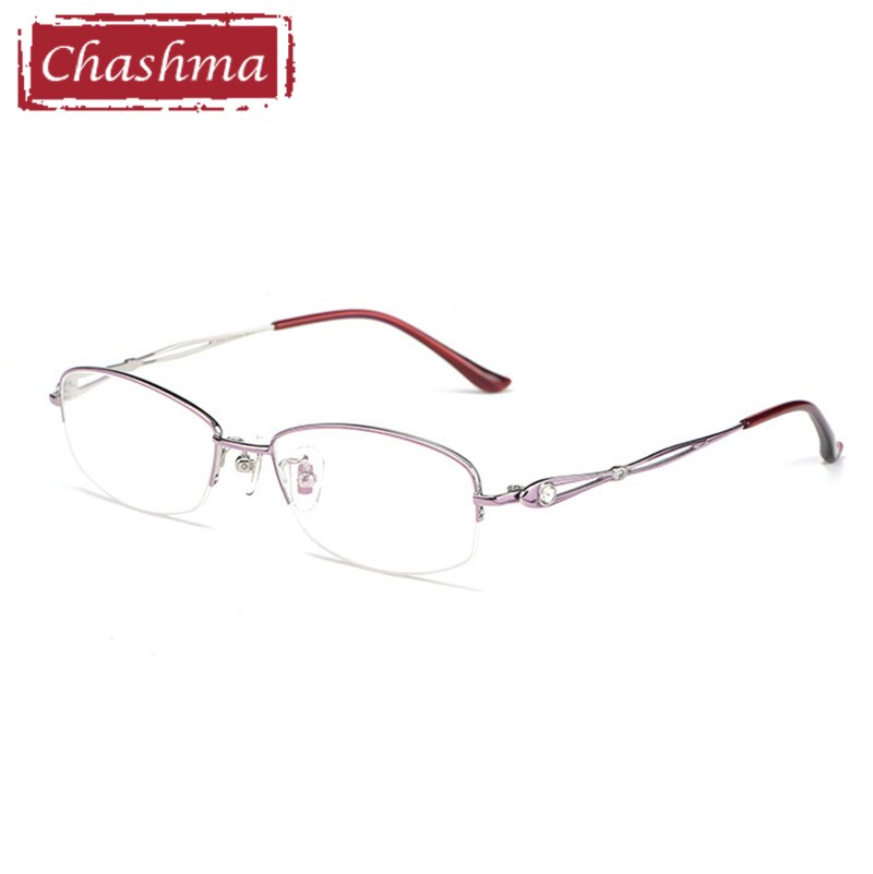 Chashma Ottica Women's Semi Rim Oval Rectangle Titanium Eyeglasses 86015 Semi Rim Chashma Ottica