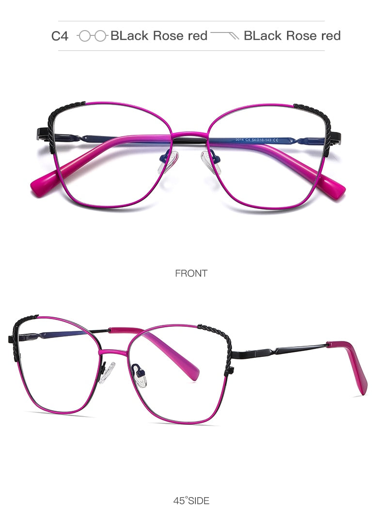 Hotochki Women's Full Rim Polygon Alloy Frame Eyeglasses 3014 Full Rim Hotochki