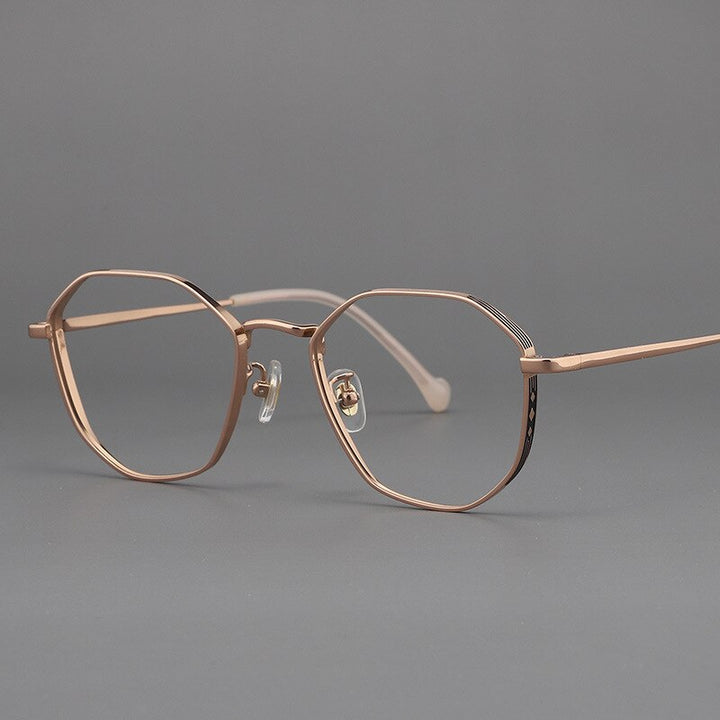 Muzz Unisex Full Rim Round Polygonal Titanium Frame Eyeglasses 32 Full Rim Muzz 4