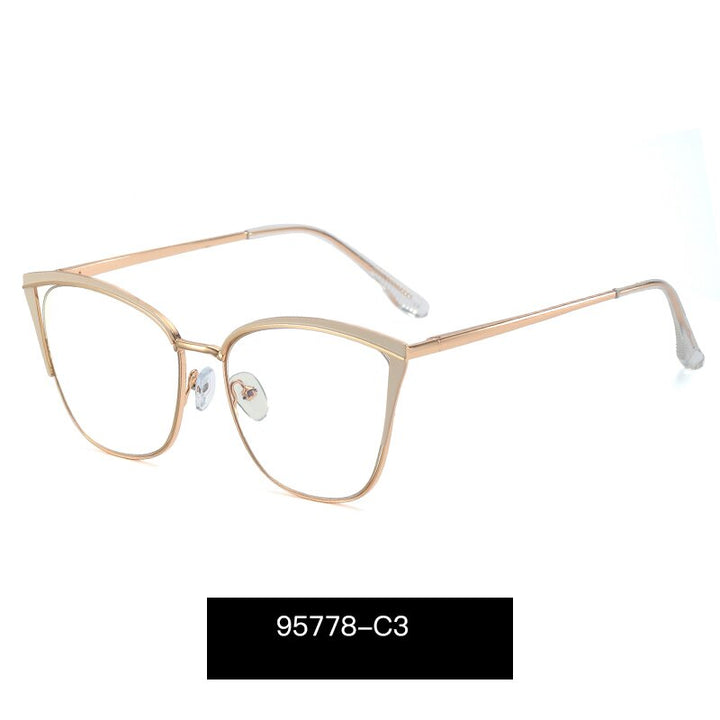 Hotony Women's Full Rim Cat Eye TR 90 Resin Alloy Frame Eyeglasses 95778 Full Rim Hotony C3