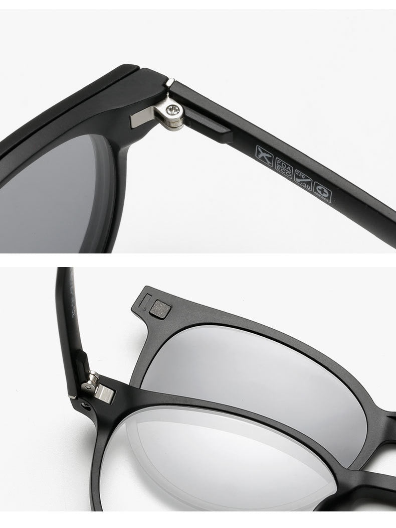 Yimaruili Unisex Full Rim Resin Frame Eyeglasses + 5 Polarized Magnetic Clip On Sunglasses 12120 With Clip Ons Yimaruili Eyeglasses