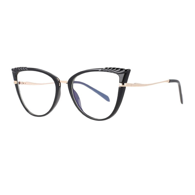 CCspace Women's Full Rim Cat Eye Tr 90 Titanium Frame Eyeglasses 53191 Full Rim CCspace Black