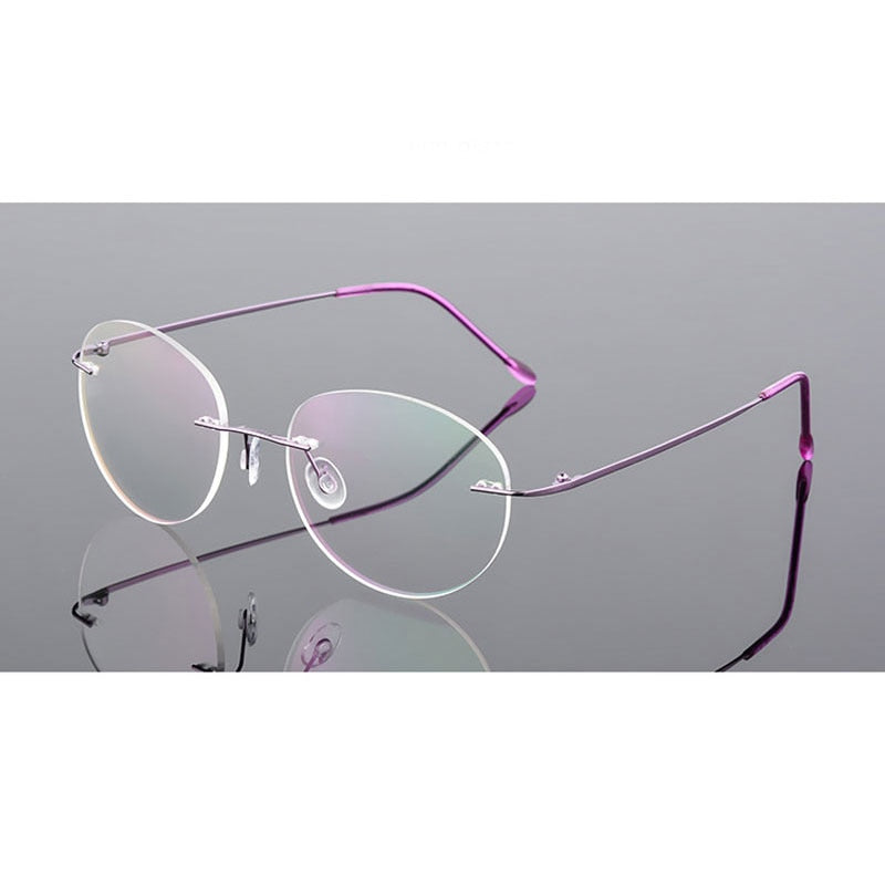 Handoer Unisex Rimless Customized Shaped Lenses 862 Alloy Eyeglasses Rimless Handoer purple