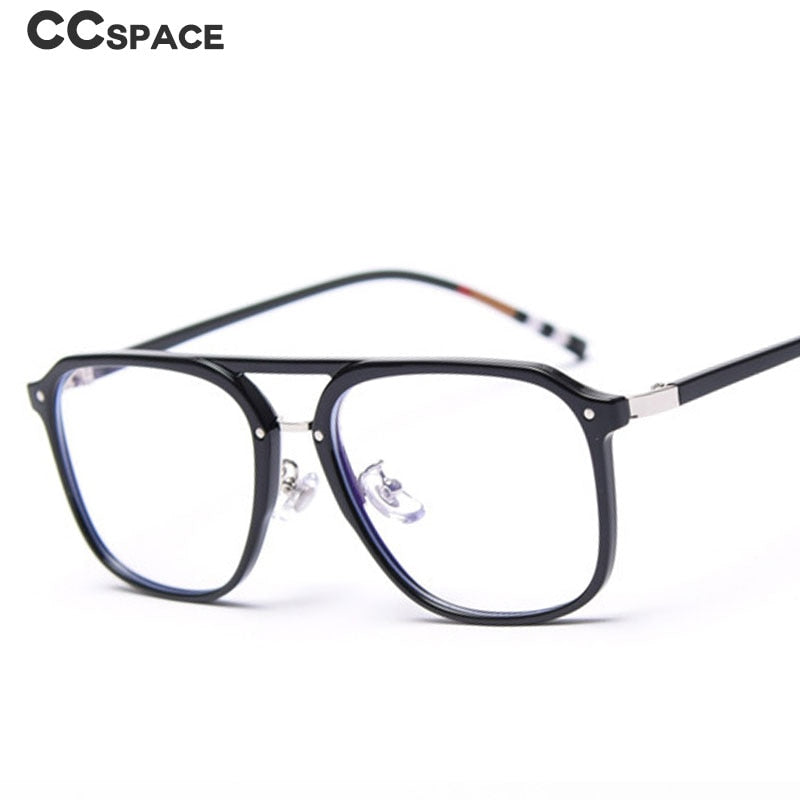 CCspace Women's Full Rim Square Tr 90 Titanium Double Bridge Frame Eyeglasses 49357 Full Rim CCspace