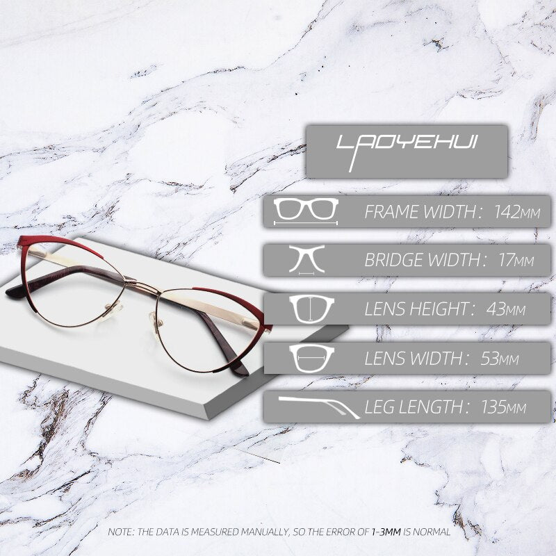 Laoyehui Women's Eyeglasses Cat Eye Alloy Frame 5821 Full Rim Laoyehui