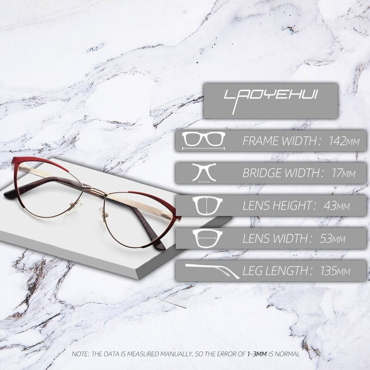 Laoyehui Women's Eyeglasses Cat Eye Alloy Frame 5821 Full Rim Laoyehui
