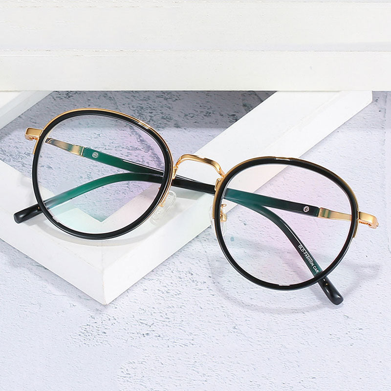 Hotony Unisex Full Rim Round Tr 90 Alloy Eyeglasses 1922 Full Rim Hotony