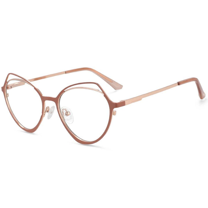 CCspace Women's Full Rim Irregular Cat Eye Alloy Frame Eyeglasses 54103 Full Rim CCspace China Auburn