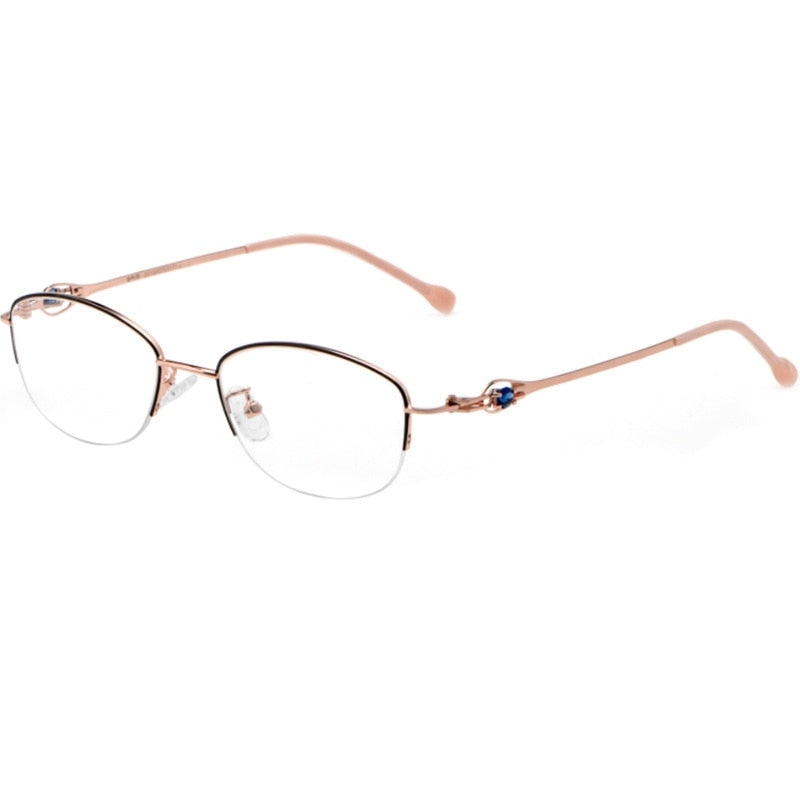 Yimaruili Women's Semi Rim Alloy Frame Eyeglasses 8020Z Semi Rim Yimaruili Eyeglasses