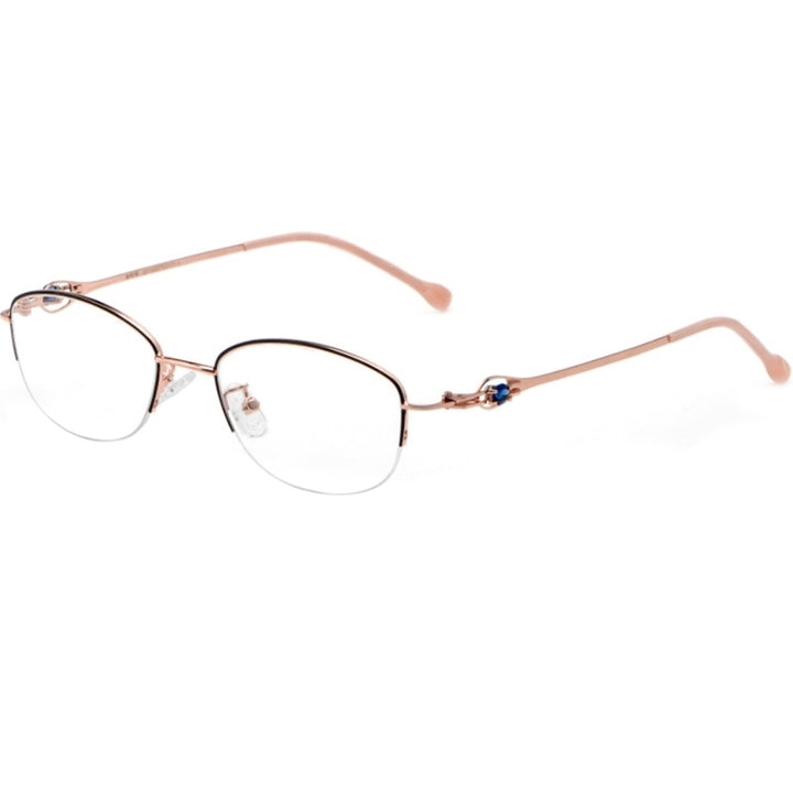 Yimaruili Women's Semi Rim Alloy Frame Eyeglasses 8020Z Semi Rim Yimaruili Eyeglasses