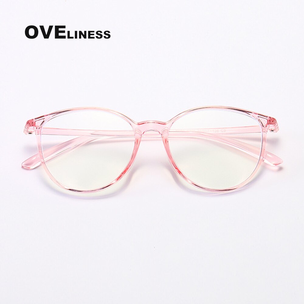 Oveliness Unisex Full Rim Round Square Tr 90 Titanium Eyeglasses 8075 Full Rim Oveliness pink