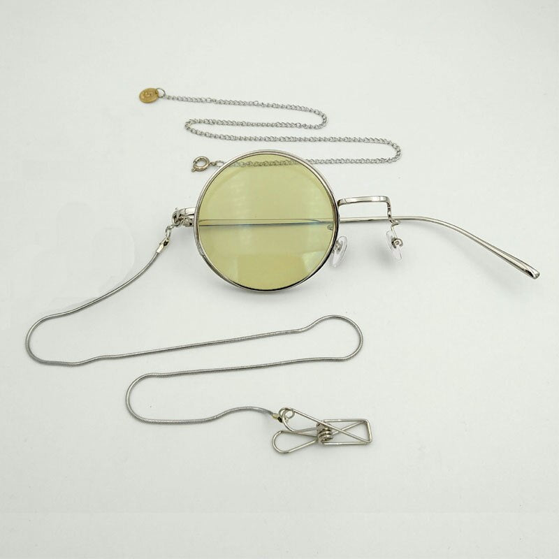 Yujo Unisex Full Rim Round Alloy Cosplay Lolita Style Monocle 2359 Monocle Yujo Silver right eye 4 China