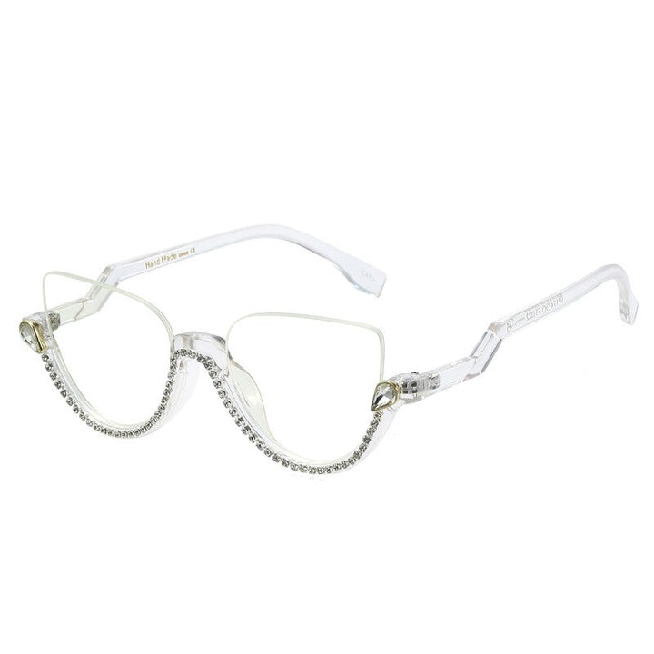 CCspace Women's Semi Rim Tr 90 Titanium Jeweled Frame Eyeglasses 45159 Semi Rim CCspace