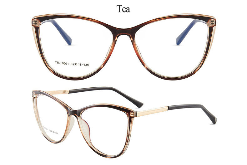 Hotony Woman's Full Rim Cat Eye TR 90 Resin Alloy Frame Eyeglasses 7001 Full Rim Hotony