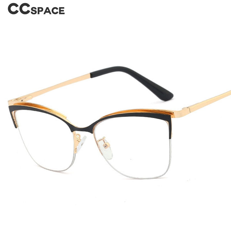 CCspace Women's Semi Rim Cat Eye Alloy Frame Eyeglasses 48282 Semi Rim CCspace