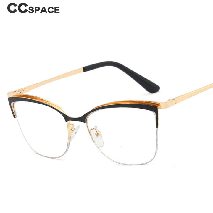 CCspace Women's Semi Rim Cat Eye Alloy Frame Eyeglasses 48282 Semi Rim CCspace