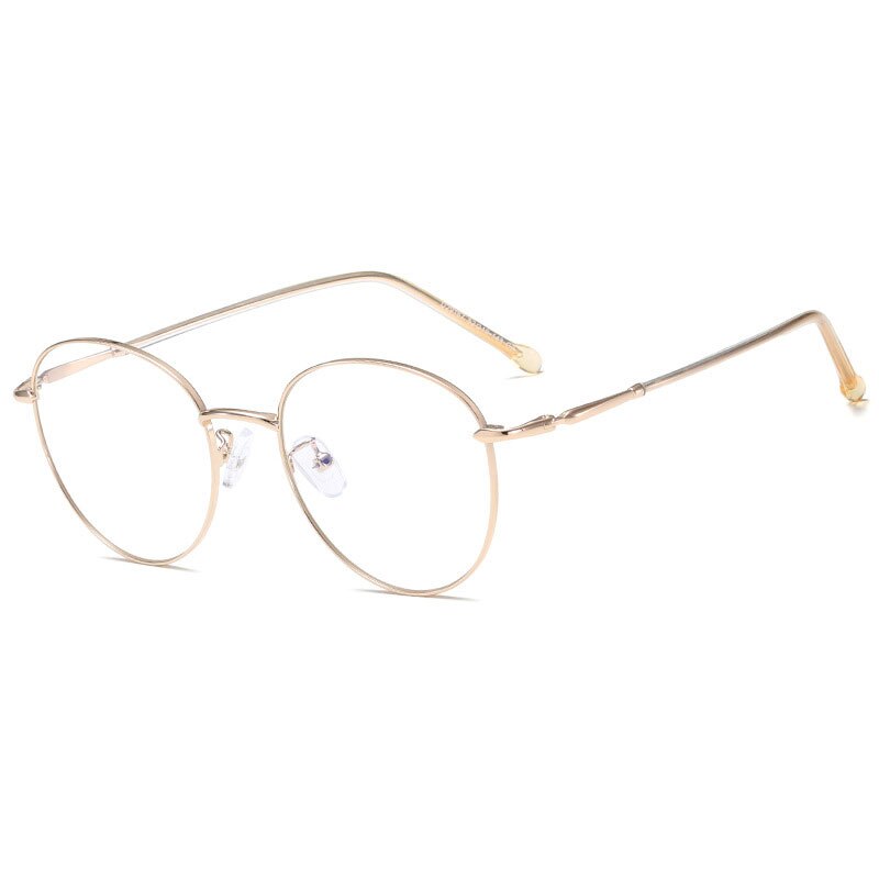 Hotony Unisex Full Rim Round Alloy Eyeglasses 29167 Full Rim Hotony Gold