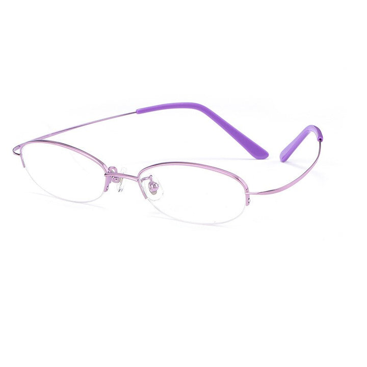 Yimaruili Women's Semi Rim Titanium Frame Eyeglasses T9276 Semi Rim Yimaruili Eyeglasses Purple