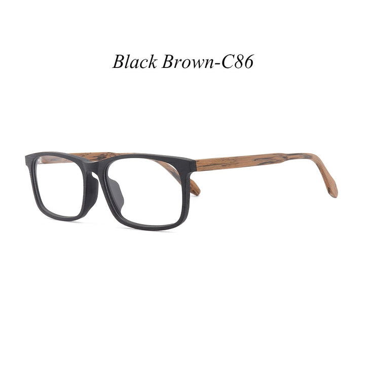 Hdcrafter Unisex Full Rim Oversized Square Wood Frame Eyeglasses 1691 Full Rim Hdcrafter Eyeglasses C86