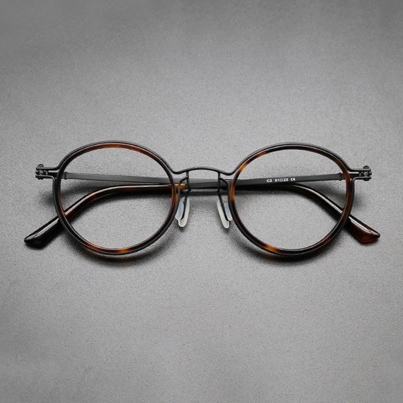 Gatenac Unisex Full Rim Round Titanium Frame Eyeglasses Gxyj639 Full Rim Gatenac