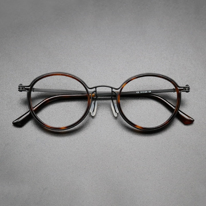 Gatenac Unisex Full Rim Round Titanium Frame Eyeglasses Gxyj639 Full Rim Gatenac