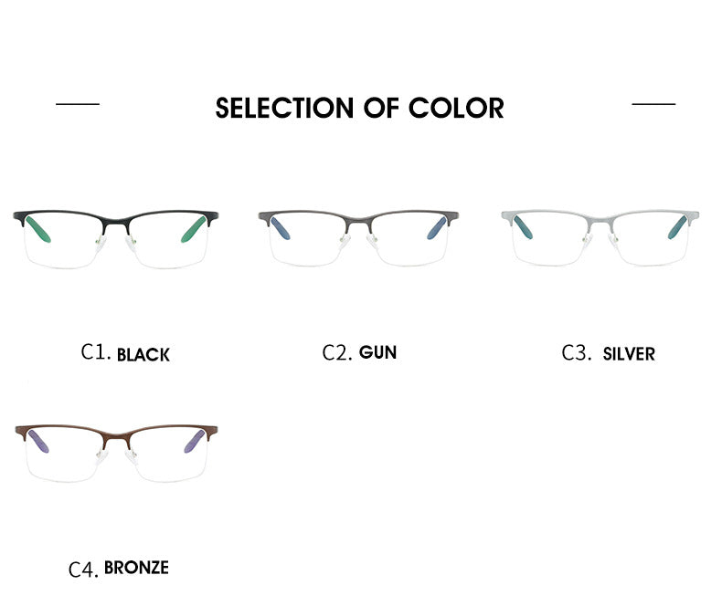 Hdcrafter Men's Semi Rim Square TR 90 Titanium Frame Eyeglasses P6325 Semi Rim Hdcrafter Eyeglasses