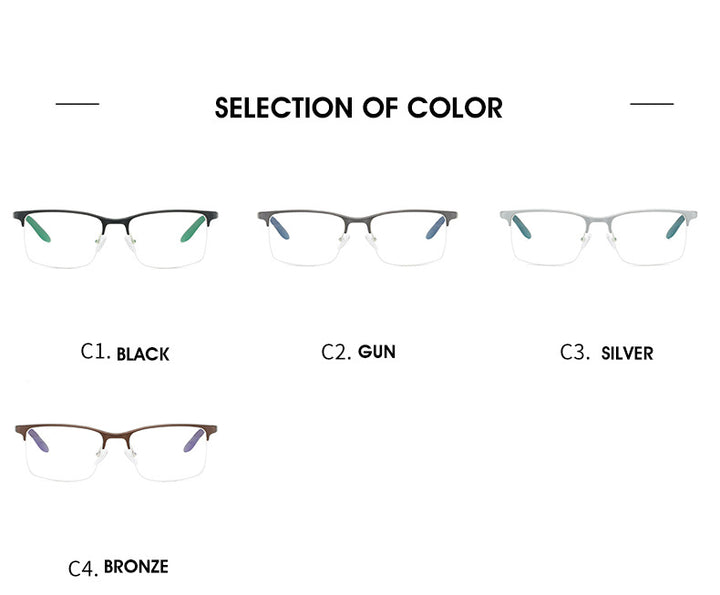 Hdcrafter Men's Semi Rim Square TR 90 Titanium Frame Eyeglasses P6325 Semi Rim Hdcrafter Eyeglasses