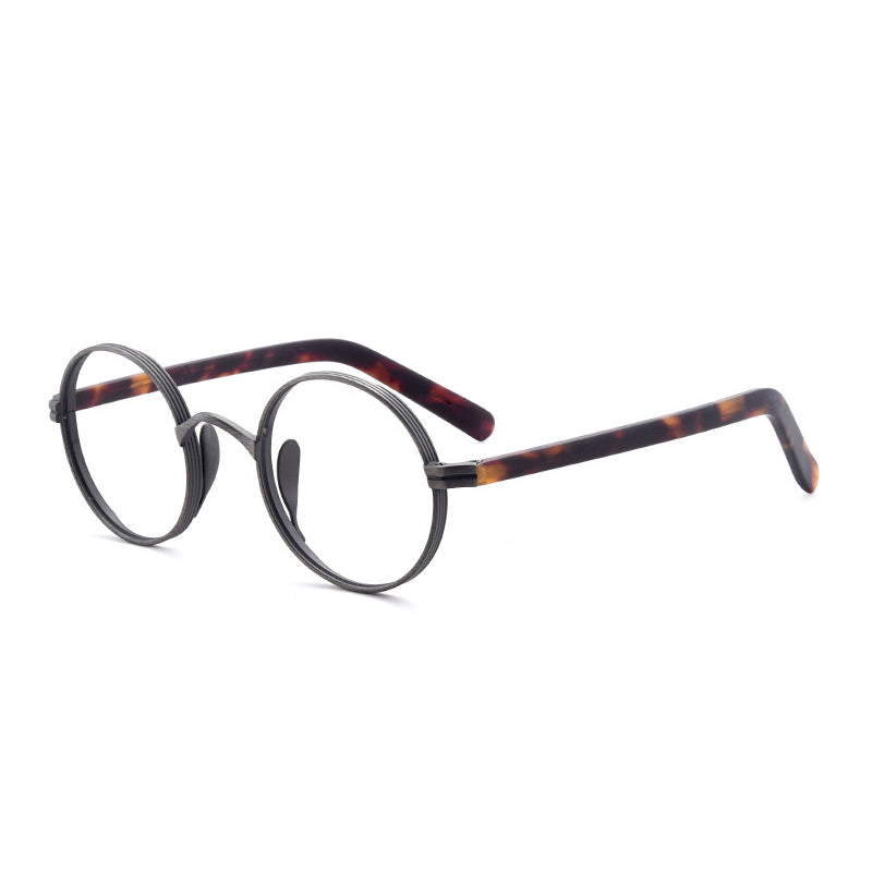 Gatenac Unisex Full Rim Round Titanium Acetate Frame Eyeglasses Gxyj47 Full Rim Gatenac