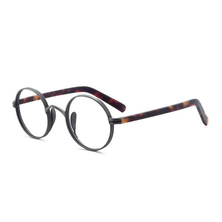 Gatenac Unisex Full Rim Round Titanium Acetate Frame Eyeglasses Gxyj47 Full Rim Gatenac