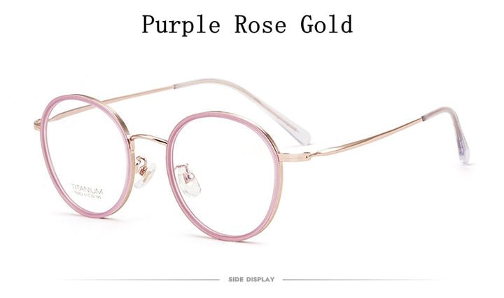 Yimaruili Unisex Full Rim Elastic β Titanium Round Frame Eyeglasses T6053 Full Rim Yimaruili Eyeglasses