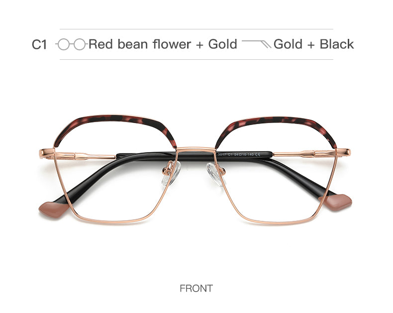Gmei Women's Full Rim Alloy Square Frame Eyeglasses 3017 Full Rim Gmei Optical