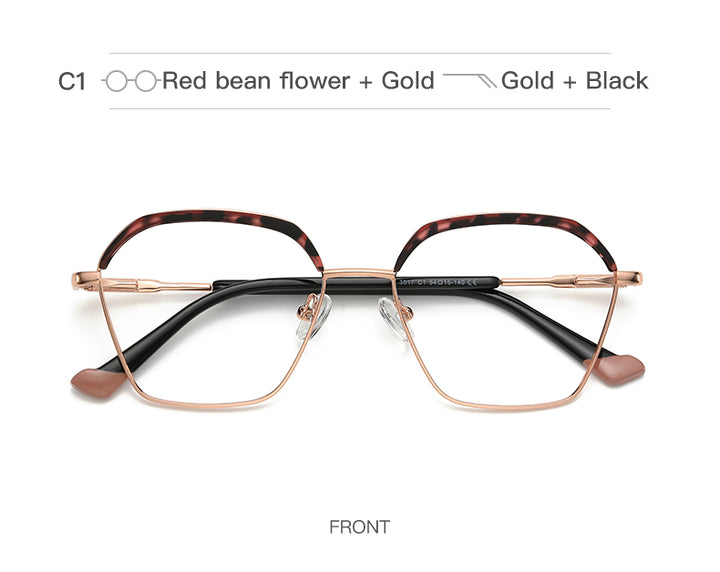 Gmei Women's Full Rim Alloy Square Frame Eyeglasses 3017 Full Rim Gmei Optical
