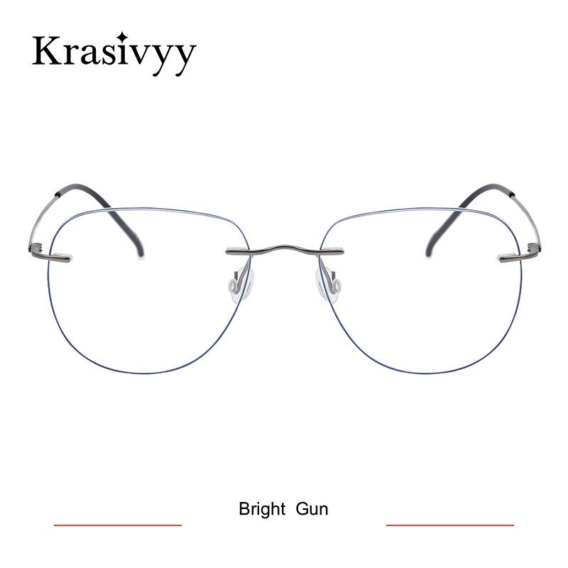 Krasivyy Unisex Rimless Oval Square Titanium Eyeglasses Ls07 Rimless Krasivyy Bright Gun