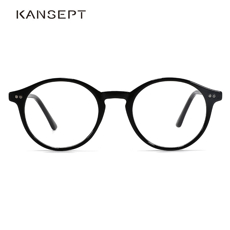 Kansept Unisex Full Rim Round Acetate Titanium Frame Eyeglasses Cp1007 Full Rim Kansept